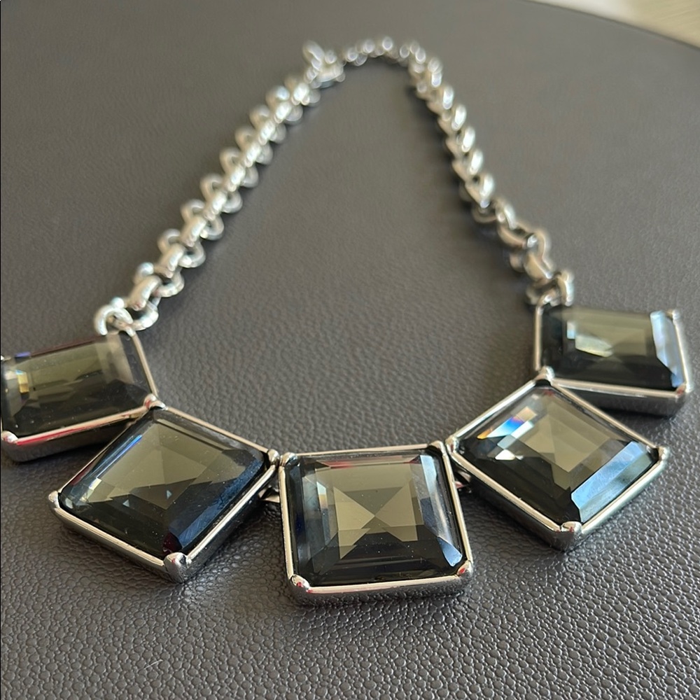 J. Crew Black and Silver Geometric Necklace